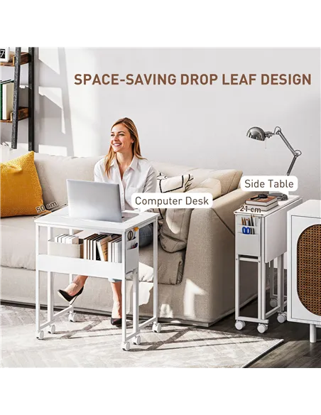 HOMCOM 63 cm Drop Leaf Writing Work Desk - White