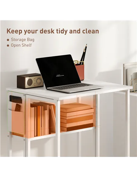 HOMCOM 63 cm Drop Leaf Writing Work Desk - White