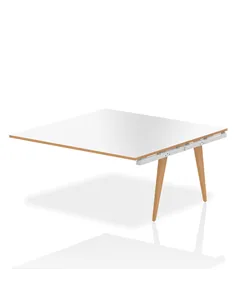 Dynamic Oslo 1600mm Square Boardroom Table Ext Kit White Top Natural Wood Edge White Frame OSL0125