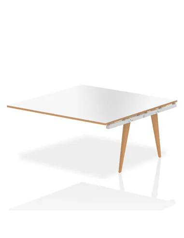 Dynamic Oslo 1600mm Square Boardroom Table Ext Kit White Top Natural Wood Edge White Frame OSL0125
