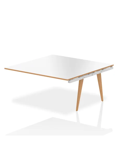 Dynamic Oslo 1600mm Square Boardroom Table Ext Kit White Top Natural Wood Edge White Frame OSL0125