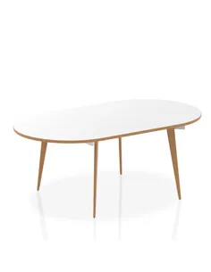 Dynamic Oslo 1800mm Oval Boardroom Table White Top Natural Wood Edge White Frame OSL0126