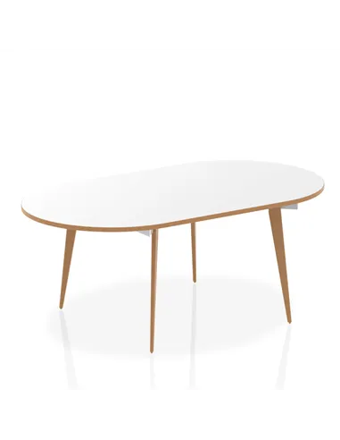 Dynamic Oslo 1800mm Oval Boardroom Table White Top Natural Wood Edge White Frame OSL0126