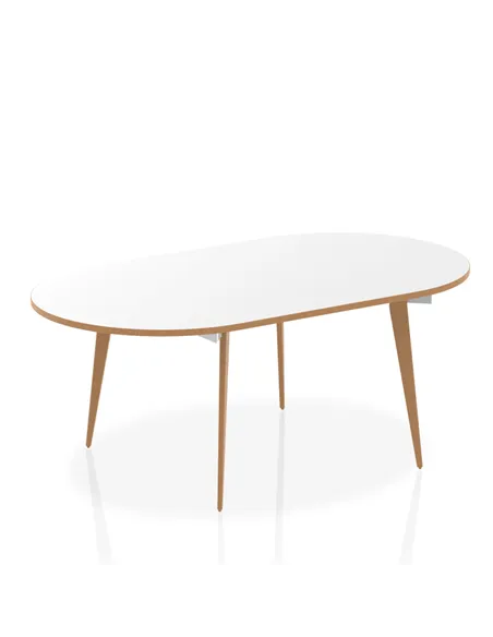 Dynamic Oslo 1800mm Oval Boardroom Table White Top Natural Wood Edge White Frame OSL0126