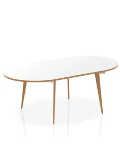 Dynamic Oslo 2400mm Oval Boardroom Table White Top Natural Wood Edge White Frame OSL0127