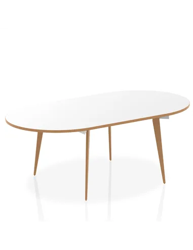 Dynamic Oslo 2400mm Oval Boardroom Table White Top Natural Wood Edge White Frame OSL0127