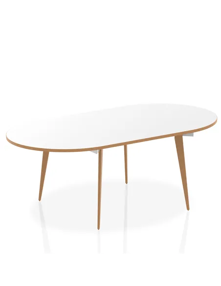 Dynamic Oslo 2400mm Oval Boardroom Table White Top Natural Wood Edge White Frame OSL0127