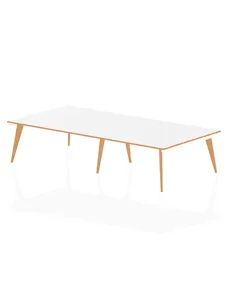Dynamic Oslo 3200mm Rectangular Boardroom Table White Top Natural Wood Edge White Frame OSL0128