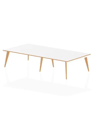 Dynamic Oslo 3200mm Rectangular Boardroom Table White Top Natural Wood Edge White Frame OSL0128