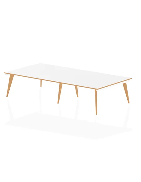 Dynamic Oslo 3200mm Rectangular Boardroom Table White Top Natural Wood Edge White Frame OSL0128