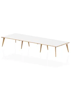 Dynamic Oslo 4800mm Rectangular Boardroom Table White Top Natural Wood Edge White Frame OSL0129
