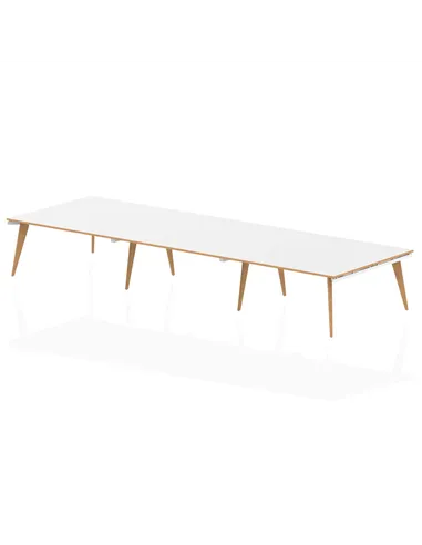 Dynamic Oslo 4800mm Rectangular Boardroom Table White Top Natural Wood Edge White Frame OSL0129