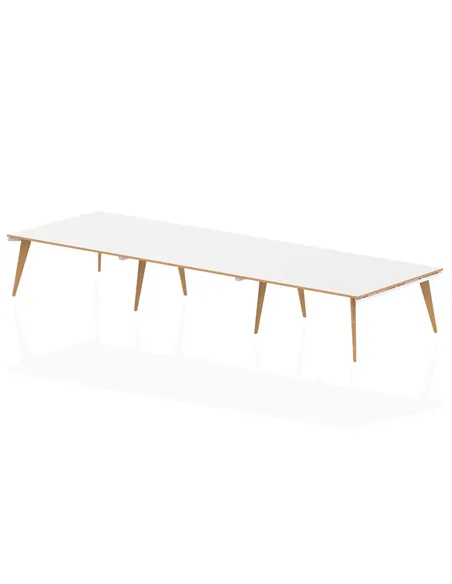 Dynamic Oslo 4800mm Rectangular Boardroom Table White Top Natural Wood Edge White Frame OSL0129