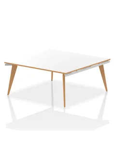 Dynamic Oslo 1600mm Square Boardroom Table White Top Natural Wood Edge White Frame OSL0130