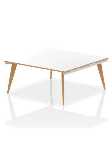 Dynamic Oslo 1600mm Square Boardroom Table White Top Natural Wood Edge White Frame OSL0130