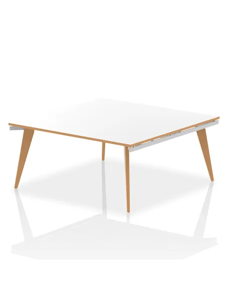 Dynamic Oslo 1600mm Square Boardroom Table White Top Natural Wood Edge White Frame OSL0130