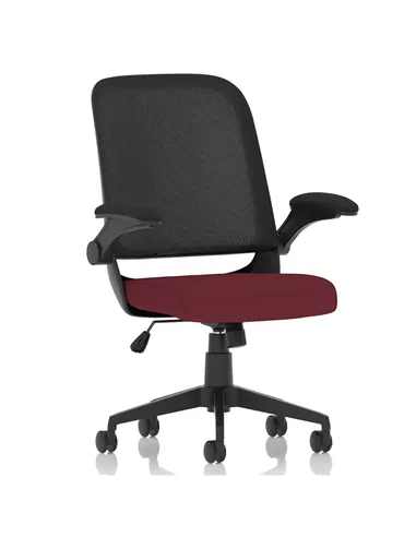 Dynamic Crew Task Operator Bespoke Fabric Seat Ginseng Chilli Mesh Office Chair With Folding Arms KCUP2017