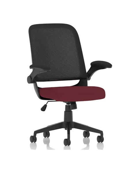 Dynamic Crew Task Operator Bespoke Fabric Seat Ginseng Chilli Mesh Office Chair With Folding Arms KCUP2017