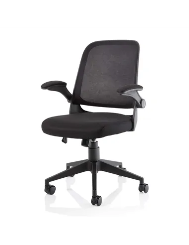 Dynamic Crew Task Operator Bespoke Fabric Seat Ginseng Chilli Mesh Office Chair With Folding Arms KCUP2017