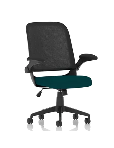 Dynamic Crew Task Operator Bespoke Fabric Seat Maringa Teal Mesh Office Chair With Folding Arms KCUP2018