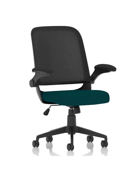 Dynamic Crew Task Operator Bespoke Fabric Seat Maringa Teal Mesh Office Chair With Folding Arms KCUP2018