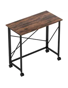 HOMCOM 80 cm Folding Desk on Wheels - Rustic Brown