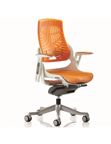 Dynamic Zure Executive Office Chair White Shell Elastomer Gel Orange With Arms EX000133