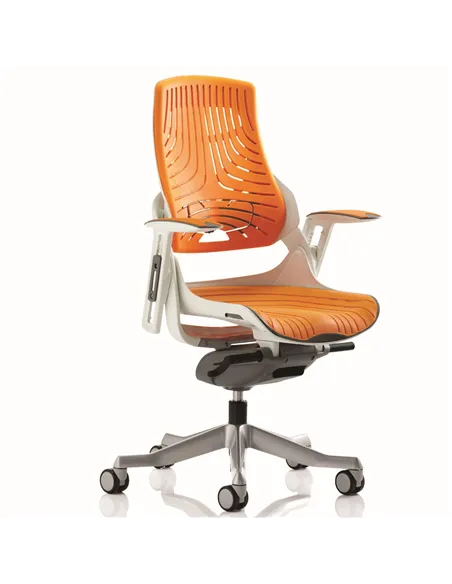 Dynamic Zure Executive Office Chair White Shell Elastomer Gel Orange With Arms EX000133