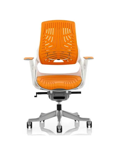 Dynamic Zure Executive Office Chair White Shell Elastomer Gel Orange With Arms EX000133