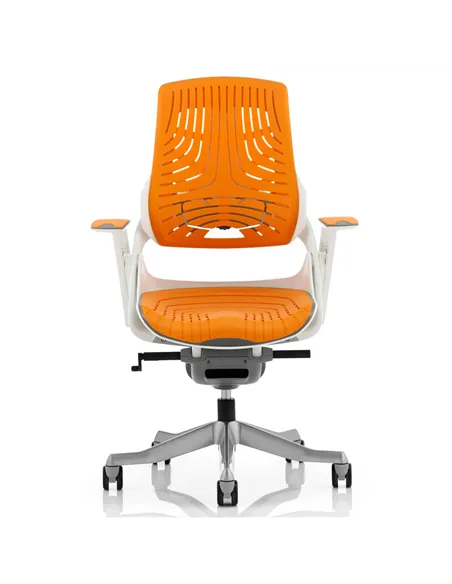 Dynamic Zure Executive Office Chair White Shell Elastomer Gel Orange With Arms EX000133