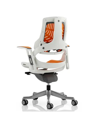 Dynamic Zure Executive Office Chair White Shell Elastomer Gel Orange With Arms EX000133