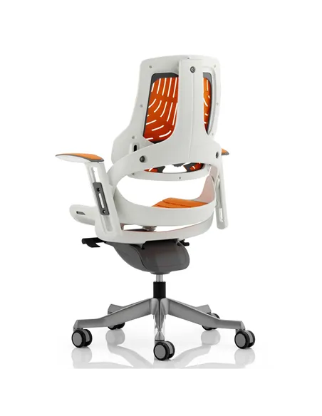 Dynamic Zure Executive Office Chair White Shell Elastomer Gel Orange With Arms EX000133