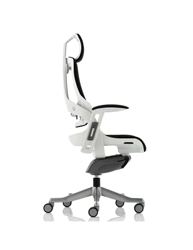 Dynamic Zure Executive Office Chair White Shell Black Fabric With Arms And Headrest KC0161