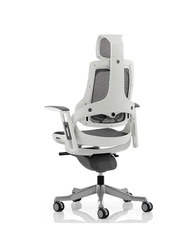 Dynamic Zure Executive Office Chair White Shell Charcoal Mesh With Arms And Headrest KC0162
