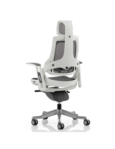 Dynamic Zure Executive Office Chair White Shell Charcoal Mesh With Arms And Headrest KC0162