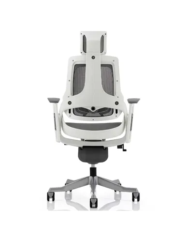 Dynamic Zure Executive Office Chair White Shell Charcoal Mesh With Arms And Headrest KC0162