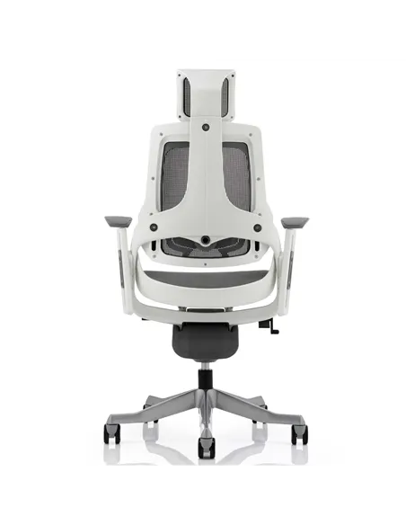 Dynamic Zure Executive Office Chair White Shell Charcoal Mesh With Arms And Headrest KC0162