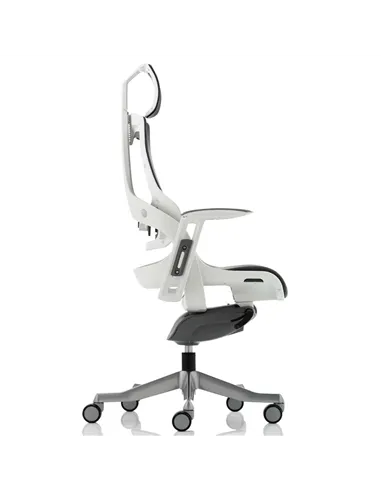Dynamic Zure Executive Office Chair White Shell Charcoal Mesh With Arms And Headrest KC0162