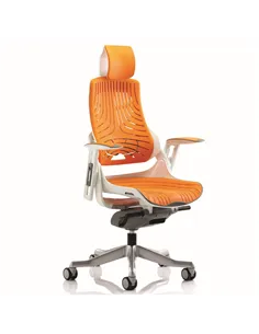 Dynamic Zure Executive Office Chair White Shell Elastomer Gel Orange With Arms And Headrest KC0165