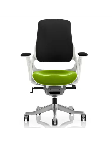 Dynamic Zure Office Chair White Shell  Black Fabric Back Bespoke Colour Seat Myrrh Green KCUP0698