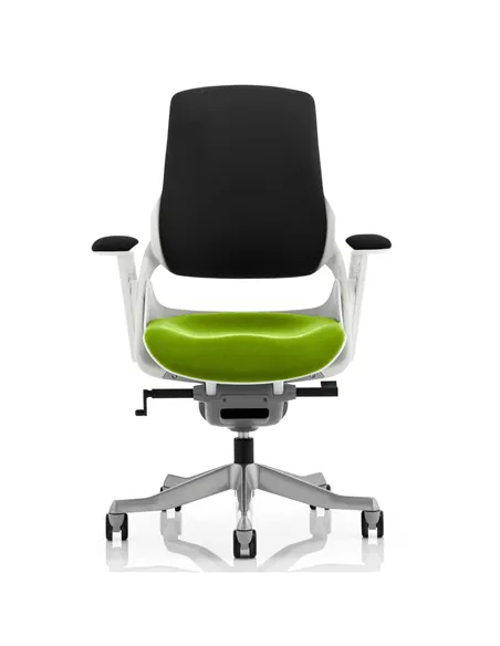 Dynamic Zure Office Chair White Shell  Black Fabric Back Bespoke Colour Seat Myrrh Green KCUP0698