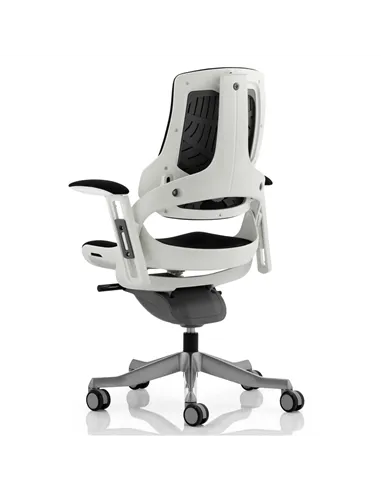 Dynamic Zure Office Chair White Shell  Black Fabric Back Bespoke Colour Seat Myrrh Green KCUP0698