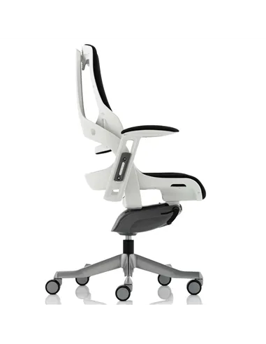 Dynamic Zure Office Chair White Shell  Black Fabric Back Bespoke Colour Seat Myrrh Green KCUP0698