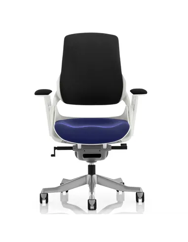 Dynamic Zure Office Chair White Shell  Black Fabric Back Bespoke Colour Seat Stevia Blue KCUP0699
