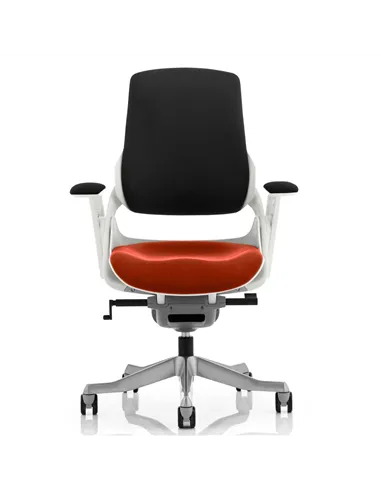Dynamic Zure Office Chair White Shell  Black Fabric Back Bespoke Colour Seat Tabasco Orange KCUP0700