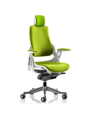 Dynamic Zure Office Chair White Shell  With Headrest Fully Bespoke Colour Myrrh Green KCUP1285