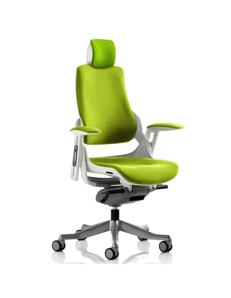 Dynamic Zure Office Chair White Shell  With Headrest Fully Bespoke Colour Myrrh Green KCUP1285