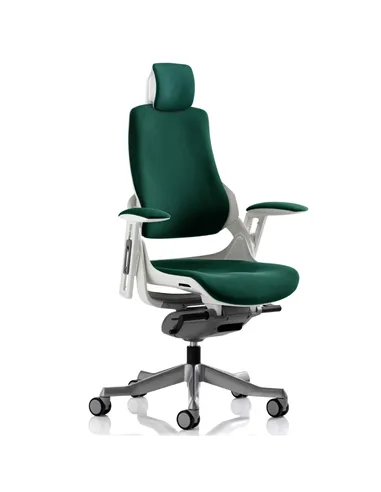 Dynamic Zure Office Chair White Shell  With Headrest Fully Bespoke Colour Maringa Teal KCUP1286