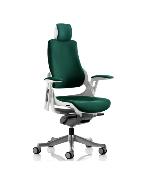 Dynamic Zure Office Chair White Shell  With Headrest Fully Bespoke Colour Maringa Teal KCUP1286