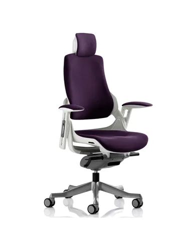 Dynamic Zure Office Chair White Shell  With Headrest Fully Bespoke Colour Tansy Purple KCUP1287